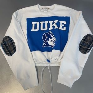 Duke crop drawstring patch sweatshirt